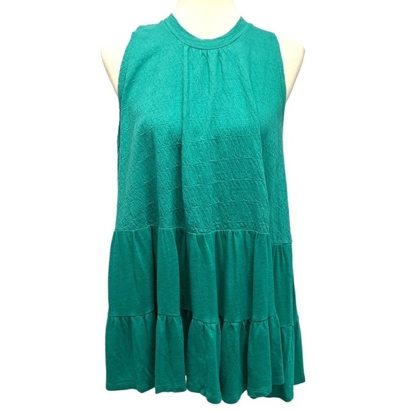 Free People Right On Time Vibrant Green Tiered Tunic Top Womens Small - Picture 7 of 15